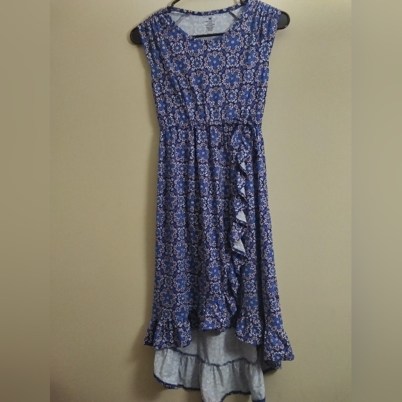 One Step Up Blue Floral High/Low Girls Dress Size Small (7/8) - Picture 1 of 4